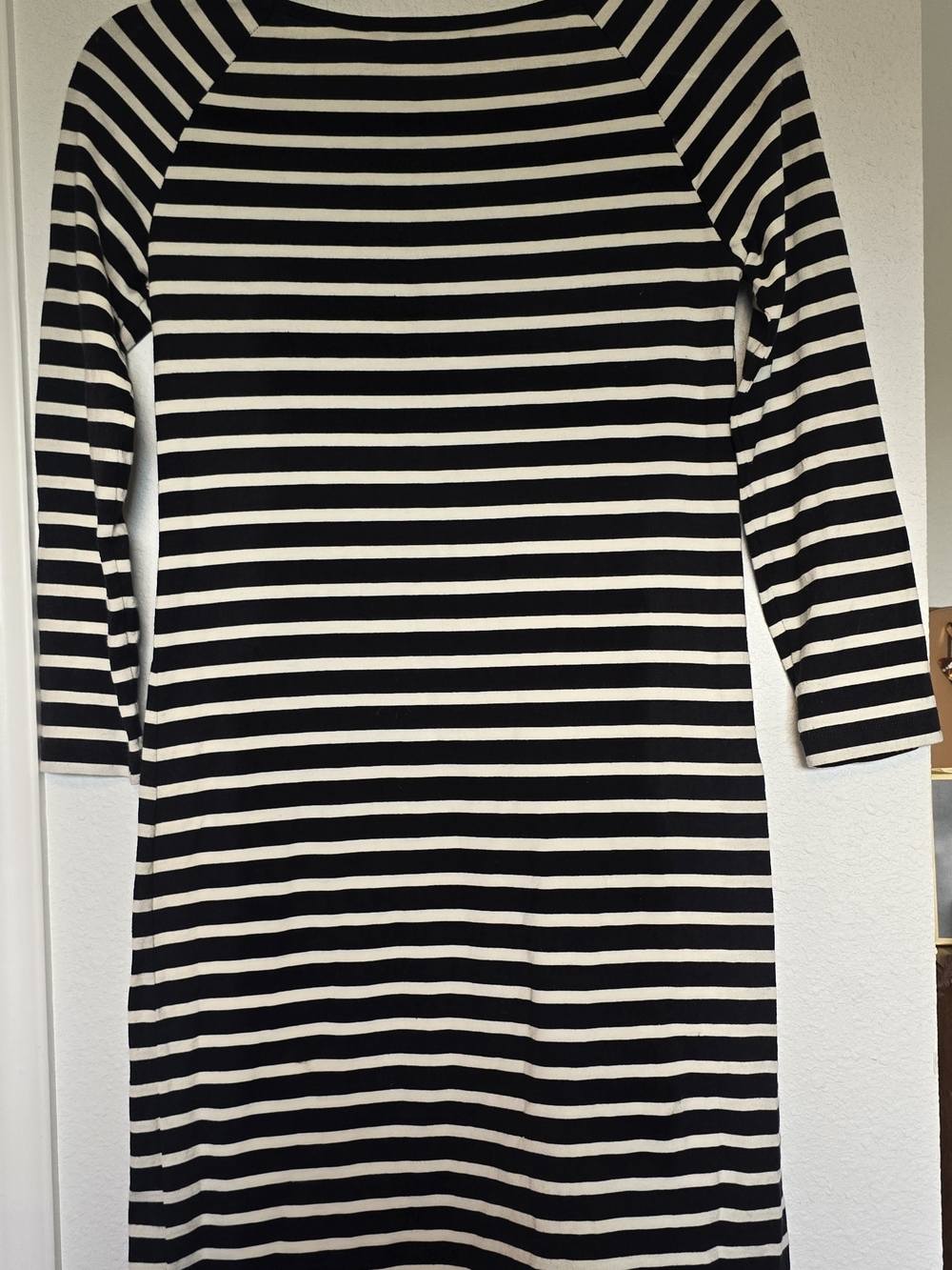 Theory Black and White Striped Boatneck Dress Sz Petite - Picture 5 of 7